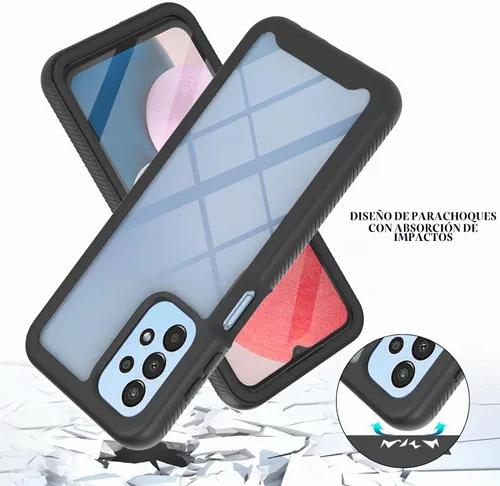 Vista 4 de Funda para Samsung Galaxy A13 LTE 4G, Samsung A13 LTE Funda para teléfono con protector de pantalla integrado, cubierta trasera delgada transparente