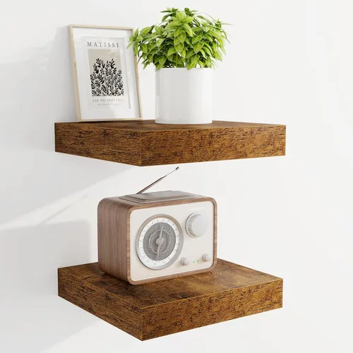 Vista 8 de Marsmiles Estantes flotantes de 32" para pared, estantes de madera con soportes invisibles, juego de 2, estante de pared de estilo rústico de granja