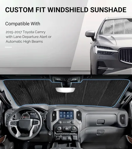 Vista 2 de Pigenius Parasol de parabrisas para Toyota Camry 2015-2017, reversible plateado/negro