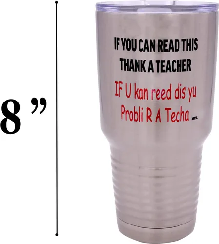 Vista 5 de Rogue River Tactical Funny Teacher - Taza grande de viaje de acero inoxidable de 30 onzas con texto en inglés "If You Can Read This Teaching