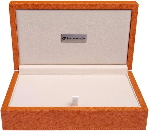 Vista 3 de Silverman & Co. Juego de dominó blanco doble 6 grandes - Estuche naranja