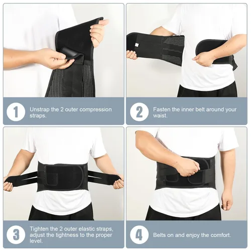 Vista 6 de Soporte de espalda para dolor de espalda baja, para hombres y mujeres, cinturón de soporte superior para ciática, hernia de disco y alivio