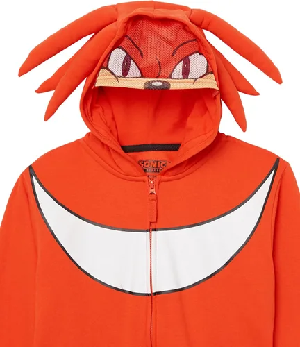 Vista 2 de Sega Little Sonic The Hedgehog Costume Zip Up Fleece Hoodie-Boys 4-20, Knuckles (Red), 4