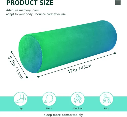 Vista 3 de Gredecor Almohada de cuello con degradado verde y azul, almohadas de espuma viscoelástica para aliviar el dolor, almohada de cama para dormir