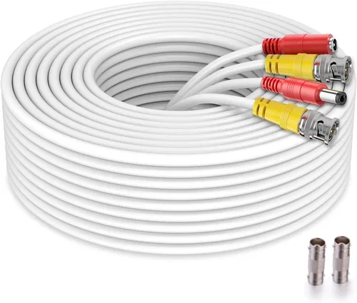 Vista 10 de Cable Bnc todo en uno de 200 pies para cámara de seguridad siamesa y video siamés, cable de extensión con 2 conectores hembra para todos los Negro