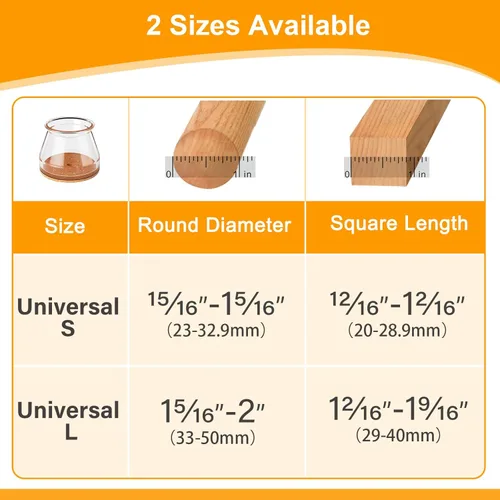 Vista 5 de Ansible Paquete de 36 protectores de suelo para patas de silla para suelos de madera dura, fundas de fieltro de silicona, tapas para proteger