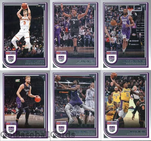 2022-23 Panini NBA Hoops Veteran Sacramento Kings Team Set of 6 Cards: Kevin Huerter(#83), De'Aaron Fox(#157), Harrison Barnes(#158), Domantas