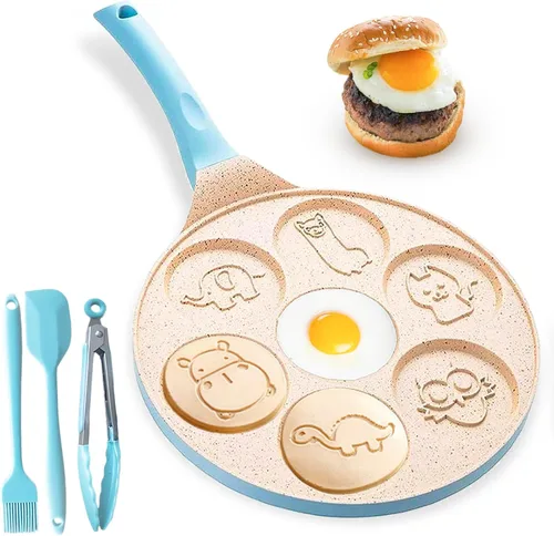 Vista 7 de Sartén para huevos de dinosaurio, sartén para tortillas, 7 tazas, sartén para panqueques para huevos, panqueques, plett, crepes antiadherente