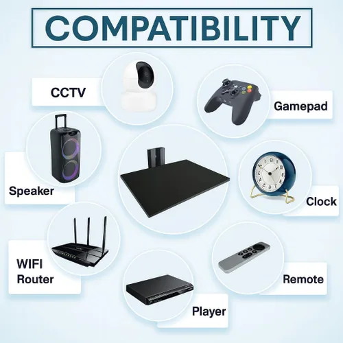 Vista 6 de FEBTECH - Estante flotante para proyector - Estantes centrales de entretenimiento de pared - Estantes flotantes para TV, reproductores de DVD