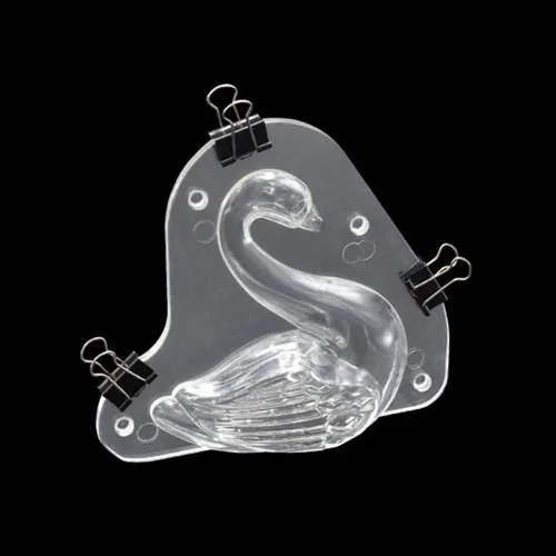 Vista 5 de TUKE Molde de chocolate de cisne 3D de gran tamaño de 5.68 x 5.16 x 1.88 pulgadas, molde de caramelo de gelatina de cristal con 3 clips, decoración