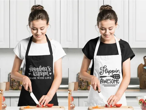 Vista 6 de Personalized Aprons for Women. Stylish Black Kitchen Apron, Perfect for Servers. Durable Apron for Women