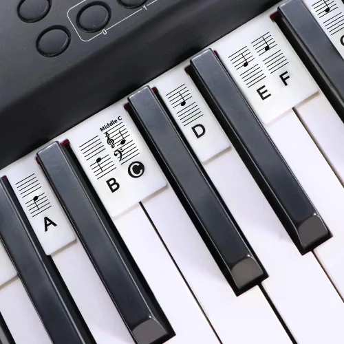 Vista 3 de Calcomanías extraíbles para teclado de piano para 61 teclas, tamaño completo, de silicona, reutilizables, sin necesidad de calcomanías, teclado