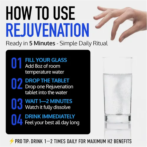 Vista 8 de DRINK HRW Tabletas de agua de hidrógeno molecular de rejuvenecimiento: 12 ppm H2, patentado, fabricado en EE. UU., Suplemento de hidrógeno