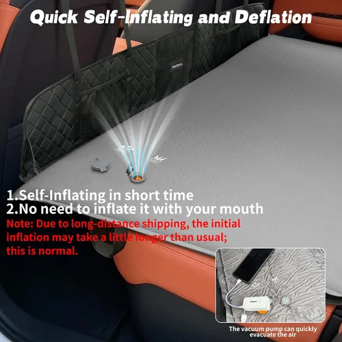 Vista 7 de Colchón de aire para asiento de Reat, almohadilla de camping autoinflable con bomba de aire Asiento trasero gris neutro