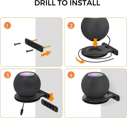Vista 5 de AHASTYLE HomePod - Soporte de pared para mini soporte de ABS [Gestión de cables integrada] Soporte estable para HomePod Mini