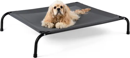 Vista 11 de Cama elevada refrescante para perros con protectores de piso antideslizantes y malla transpirable, hamaca cuna elevada para interiores y exteriores