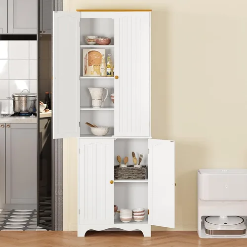 Vista 27 de Function Home Armario de almacenamiento alto para baño, despensa de cocina delgada de 64 pulgadas con almacenamiento de puerta, armarios