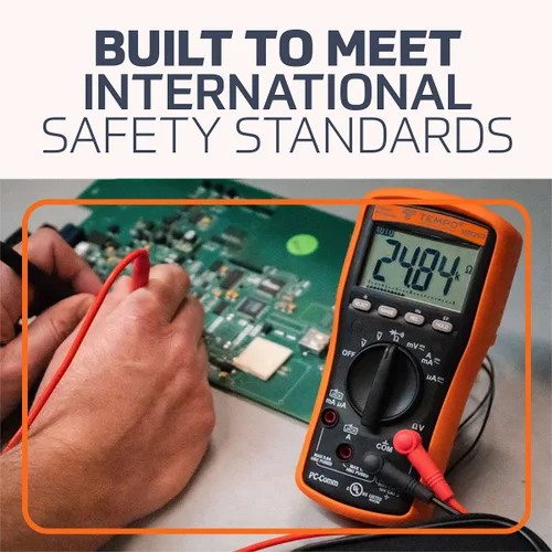 Vista 4 de TEMPO Comunicaciones MM200 Multímetro digital, Multi Metro Voltaje AC/DC, Corriente, Frecuencia, Resistencia, Verificar Diodos, Verificar Continuidad