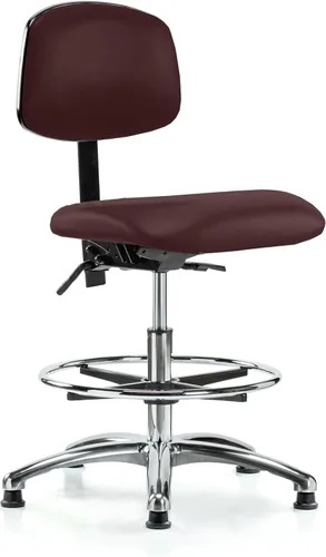 Vista 75 de Perch - Silla de laboratorio con ruedas cromadas con soporte de respaldo ajustable, altura del escritorio de 17 a 22 pulgadas, tela negra