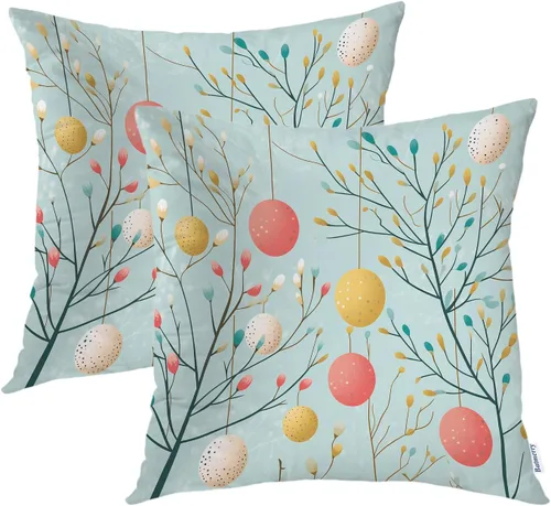 Vista 93 de Batmerry Bunny Basket of Flowers Cute Rabbit Spring Scene Throw Pillow Covers, A Cute Bunny Flowers Decorative Pillow Covers Digital Printing