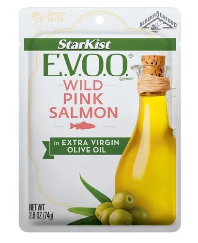 Vista 4 de StarKist E.V.O.O. Salmón rosa capturado en la naturaleza, 2.6 onzas, paquete de 12
