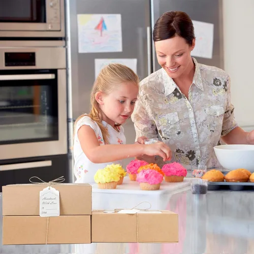 Vista 7 de 24 piezas de cajas para galletas con ventana para regalos de papel, cajas de regalo marrón para panadería de 9 x 6.3 x 3 pulgadas, fácil embalaje