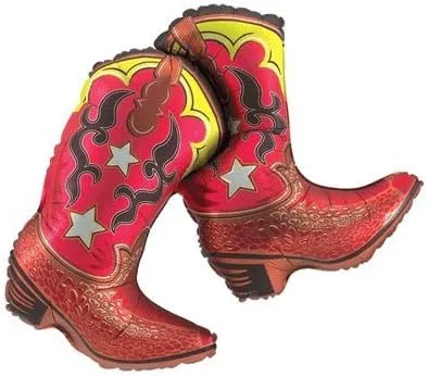 Vista 3 de Botas vaqueras del salvaje oeste, suministros para fiesta de caballos, decoración de globos