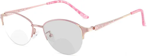 Vista 8 de laureles Gafas de lectura bifocales fotocromáticas para mujer, gafas de sol de transición, marco de metal, presbicia, mujer