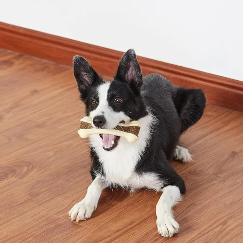 Vista 6 de Juguetes masticables para perros para masticadores agresivos de razas grandes, paquete de 3 unidades con sabor a carne real, juguetes