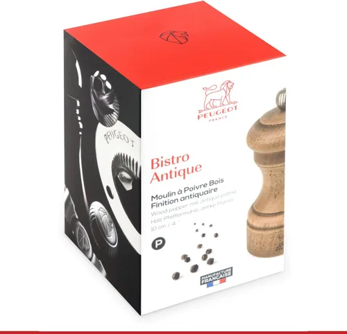 Vista 5 de Peugeot 30933 Bistro Antique Distressed Beechwood 4 inch Pepper Mill