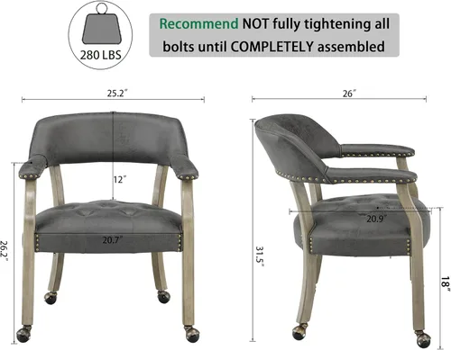 Vista 45 de Silla de comedor con ruedas, sillas de capitán con rodillos, juegos de dinette, sillas de póquer con ruedas, mesa de cocina, sillas rodantes, silla