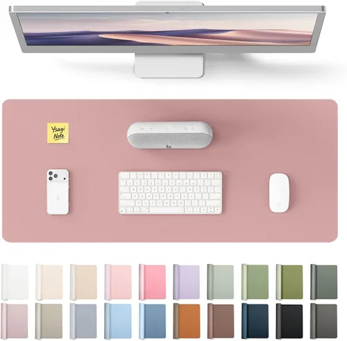 Vista 16 de YSAGi Protector de escritorio de cuero, tapete de oficina, alfombrilla grande para mouse, secante de cuero PU antideslizante, escritorio