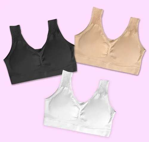 Vista 6 de Paquete de 3 brasieres cómodos sin costuras para mujer, sin costuras, con almohadillas extraíbles