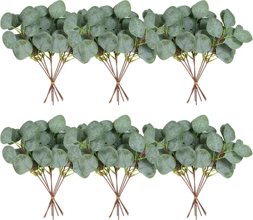 Vista 8 de ZeKonan 40 Piezas Tallos Artificiales de Eucalipto Negro, Ramas de Hojas de Eucalipto Falsas Ramo para Arreglos Florales DIY, Flores de Seda Negras