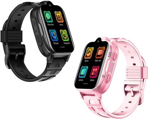 MJVV Dos relojes inteligentes con GPS 4G para niños, rastreador GPS, reloj de teléfono, videollamada de Whatsapp, alarma SOS, chat de voz, mensaje y