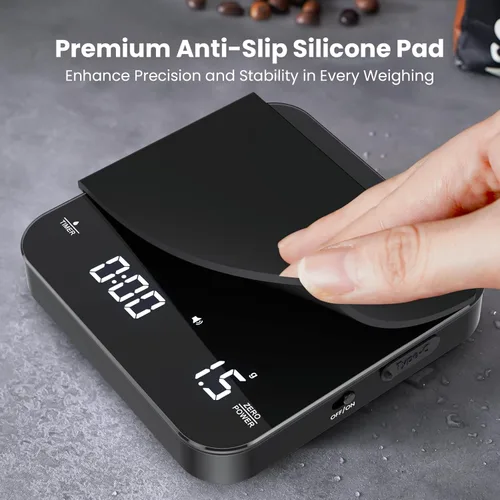 Vista 6 de Báscula Mini de Café Maestri House con Temporizador, Báscula de Espresso Recargable USB-C, Báscula Precisa de 2kg/0.1g para Espresso y Café