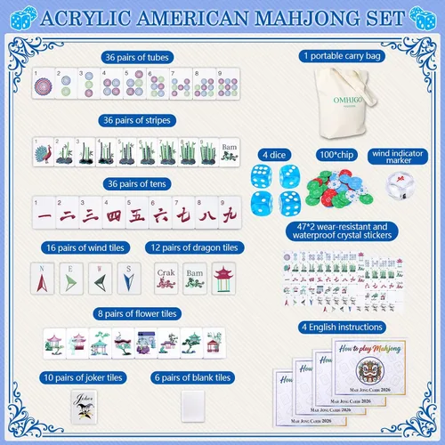 Vista 4 de Juego de azulejos de Mahjong americanos de acrílico 160