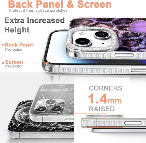 Vista 663 de I-MGAE-IN-AR - Funda diseñada para iPhone 12 y 12 Pro, diseño de mariposa plateada brillante, funda protectora de poliuretano termoplástico, suave