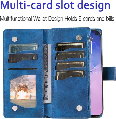 Vista 5 de Asuwish Funda de teléfono para Samsung Galaxy S10 con protector de pantalla de vidrio templado y correa para la muñeca Mandala Flower Flip Zipper