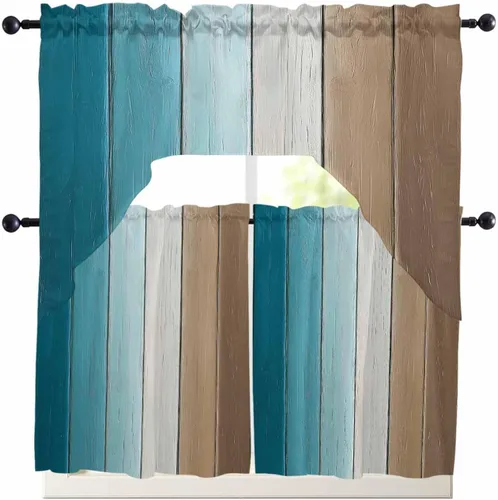 Vista 8 de Cortinas de cocina con cenefa de girasol y calabaza, cenefa con bolsillo para barra, paneles de cortina para dormitorio, sala de estar, baño