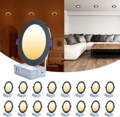 Vista 20 de CycevSun Luces LED Empotradas de 4 Pulgadas con Luz Nocturna - Downlight Wafer Ultrafino Sin Lata para Exteriores, Iluminación de Sofito, Regulable