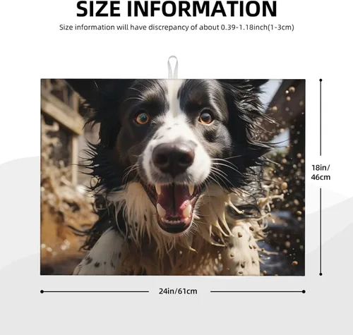 Vista 2 de Dish Drying Mat for Kitchen Counter, Absorbent Microfiber Drainer Mats, Non-slip Kitchen Draining Mat for Coffee Machine Dish Rack Pad 24"x18