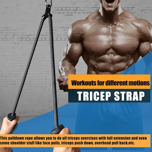 Vista 4 de BLUSLM Accesorios de tríceps con cuerda ergonómica, accesorios de cable para tríceps extra largos de 27, 32, 40 y 47 pulgadas mejorados