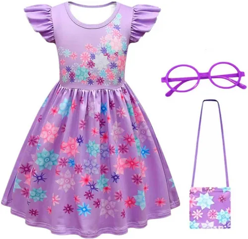 Choadam Mirabel - Vestido de princesa para niñas y niños pequeños, disfraz de bruja negra, disfraz de princesa melocotón, vestido rosa