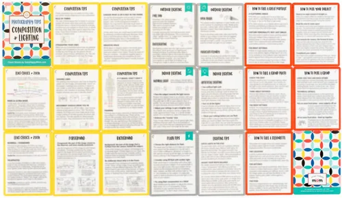 Vista 4 de Consejos de fotografía: tarjetas de composición e iluminación Tarjetas de referencia rápida de tamaño bolsillo para principiantes Snap Happy Mom