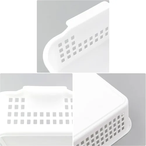 Vista 3 de Paquete de 6 bandejas rectangulares de plástico para almacenamiento, cestas de almacenamiento para el aula, color blanco