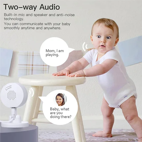 Vista 5 de Baby Monitor with Camera and Audio, WiFi Indoor Video Baby Camera with Mount, Motion & Cry Detection, Temp & Humidity Sensor, Night Vision, 2 Way