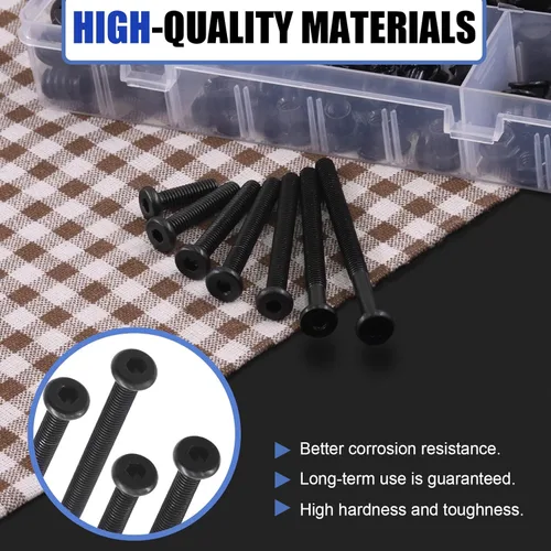 Vista 5 de Glarks Tornillos de cuna M6x20/30/40/50/60/70/3.150 in Tornillos hexagonales con tuercas de barril, tuercas roscadas, tuerca en T, tuerca de brida