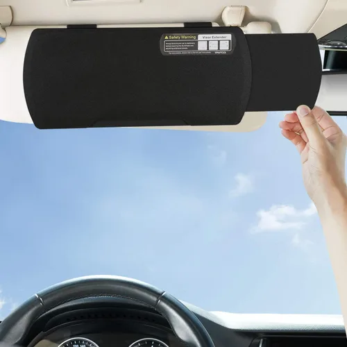 Vista 2 de Extensor de parasol para visera de automóvil, parasol antirreflejos para conductor o pasajero del asiento delantero, 1 pieza (negro)
