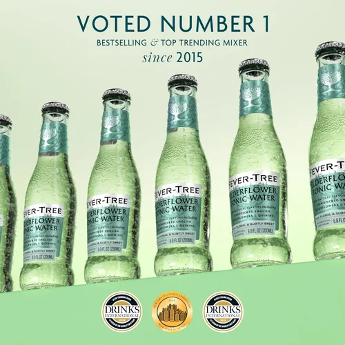 Vista 3 de Fever-Tree Botellas de vidrio de agua tónica, flor de saúco, 163.2 onzas líquidas